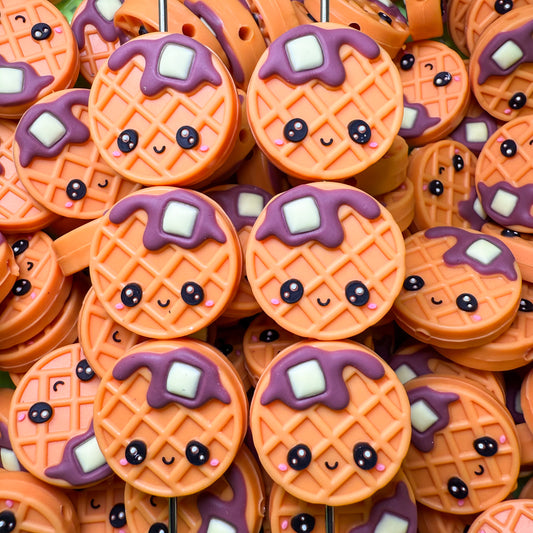 Cute Waffle Silicone Focal Bead (pack of 1)
