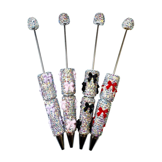 Fancy Rhinestones and Bows Beadable Pens (1pc)