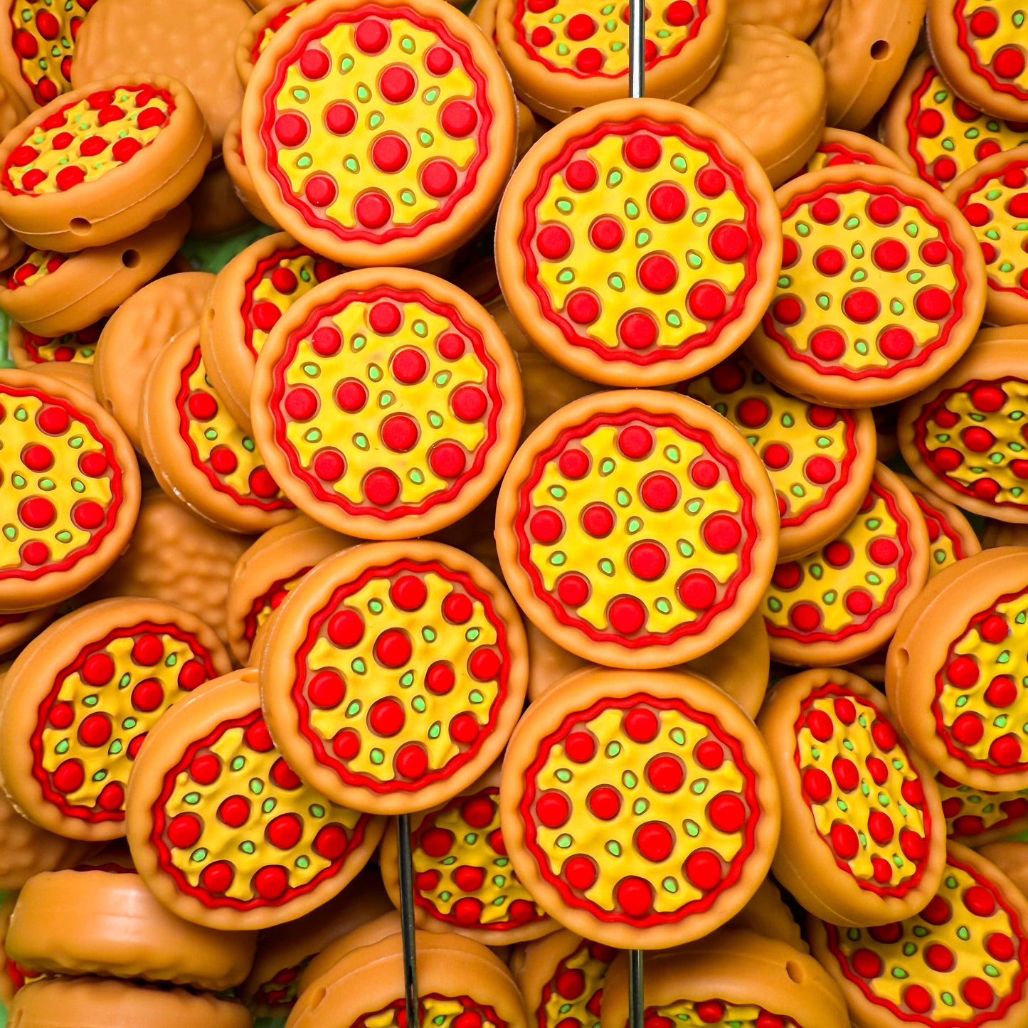 3D Pizza Silicone Focal Bead (pack of 2)