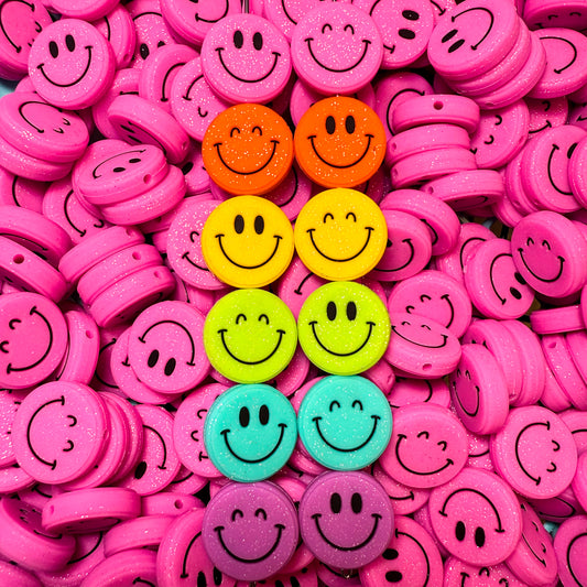 EXCLUSIVE Glitter Smile Silicone Focal Beads (pack of 2)