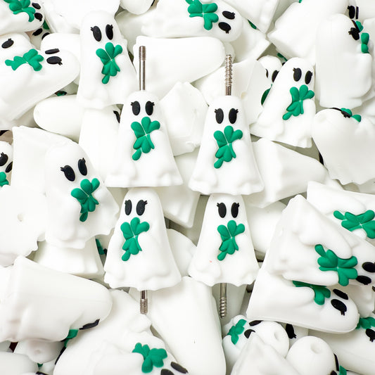 3D Shamrock Ghost Silicone Focal Bead (2 pcs)