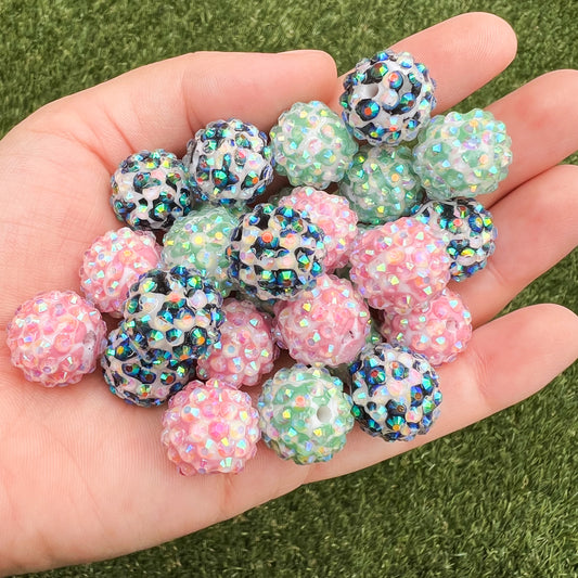 16mm Cow Print Rhinestone Bead Mix (pack of 30)