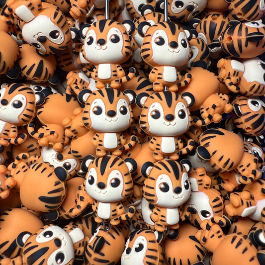 3D Tiger Silicone Focal Bead (2 pcs)