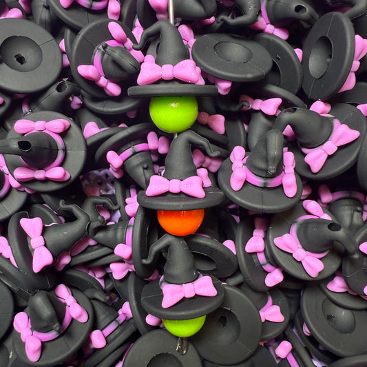 3D Bow Witch Hat Silicone Focal Bead (2 pcs)
