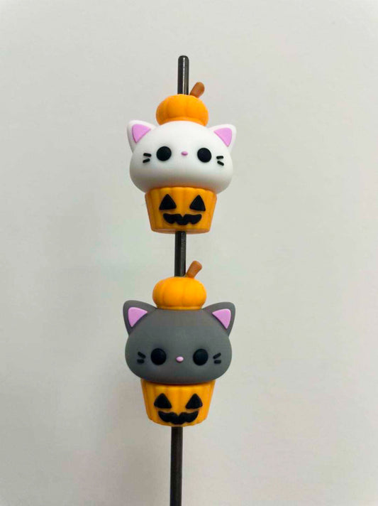 3D Cat Pumpkin Cupcake Halloween Silicone Focal Bead (pack of 2)