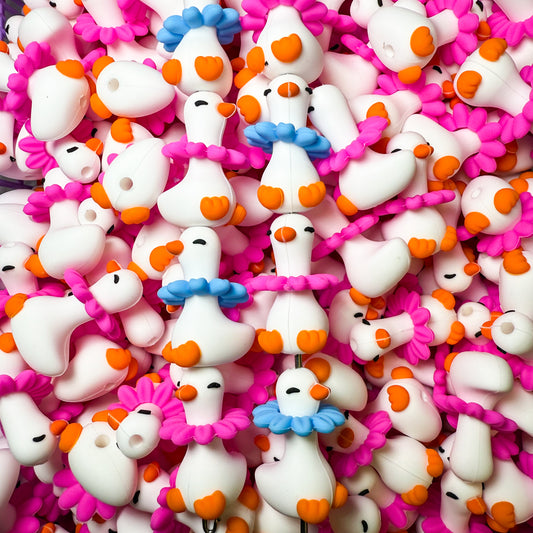 EXCLUSIVE 3D Silly Goose Silicone Focal Beads (2 pcs)