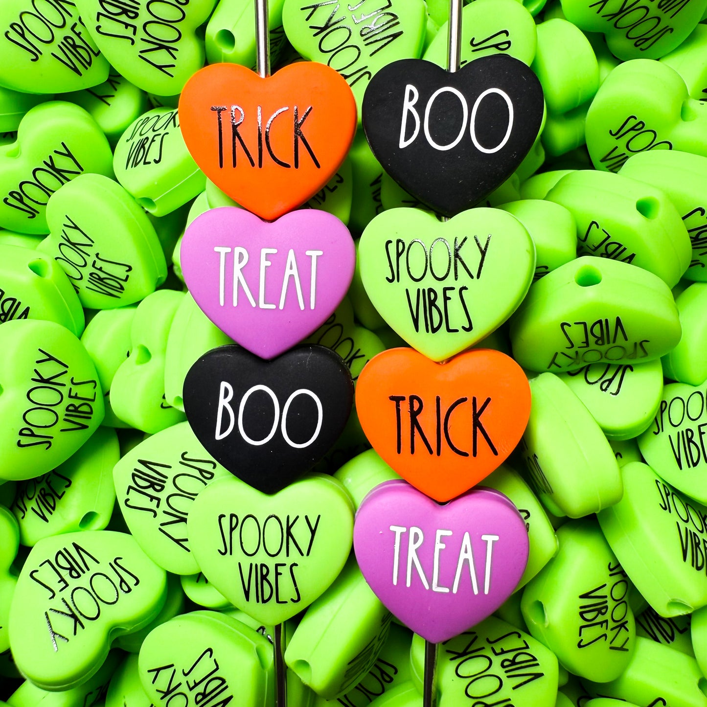 Halloween Convo Candy Hearts Silicone Beads (2 pcs)