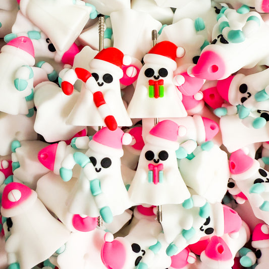 3D Christmas Ghost Silicone Focal Bead (Pack of 2)