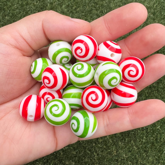 15mm Swirl Print Silicone Beads (pack of 20)