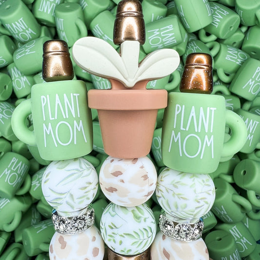 Plant Mom Coffee Mug Silicone Focal Bead (pack of 2)