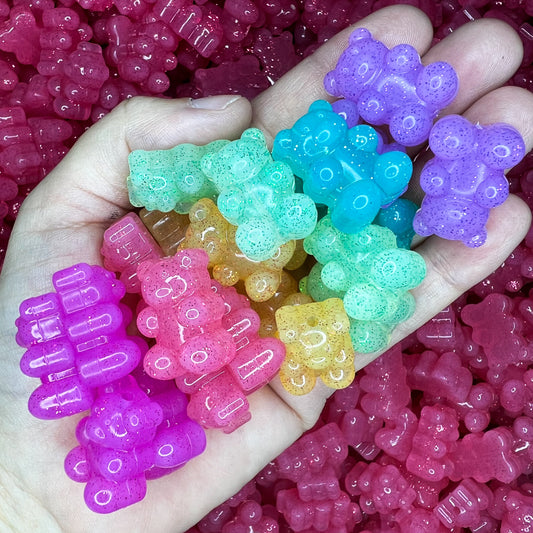 Glitter Jelly Gummy Bear Silicone Beads