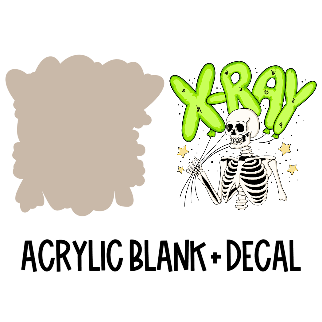X-Ray Skeleton Acrylic Blank + Decal Set (1 set includes 1 blank and 1 decal)