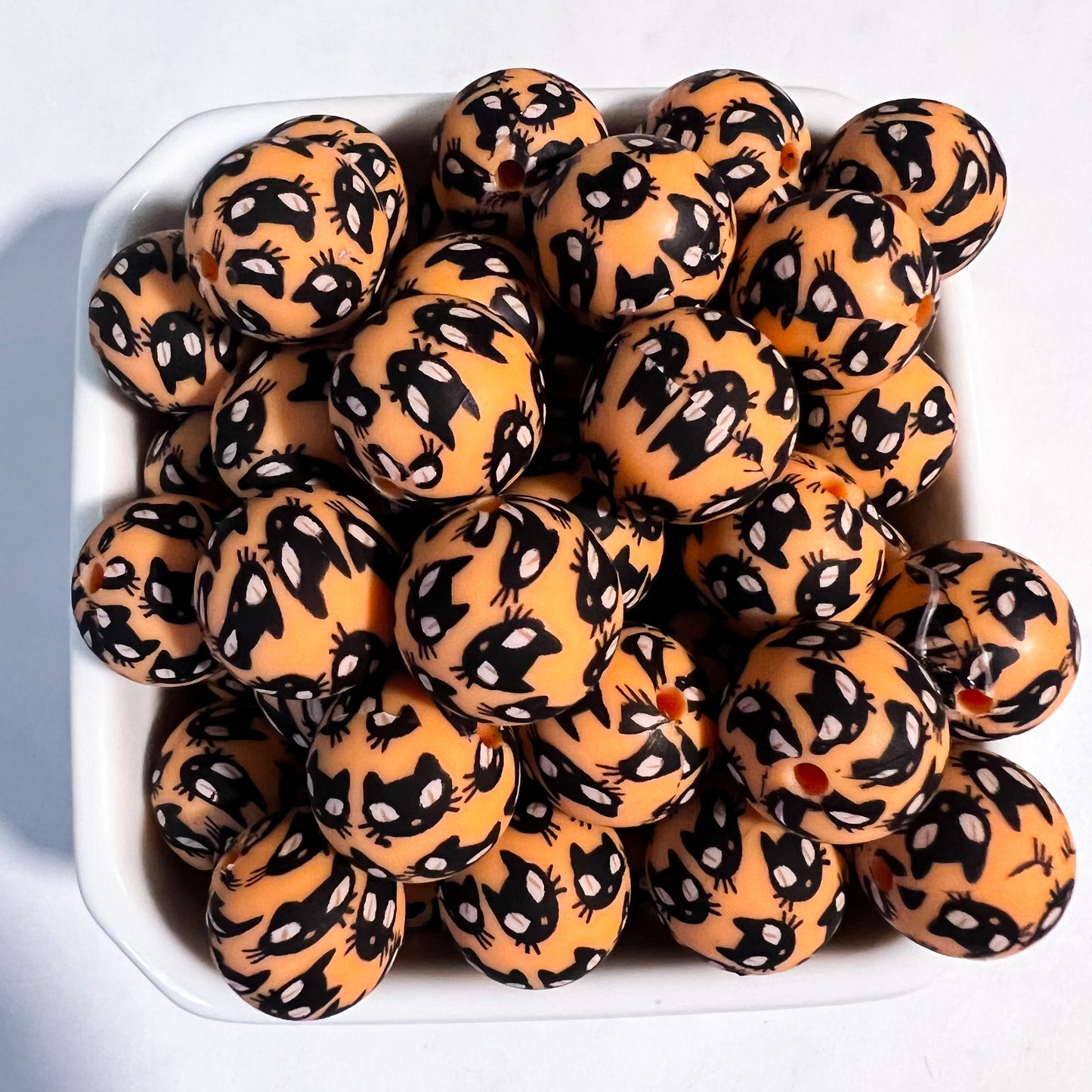 15mm Halloween Cat Silicone Print Beads (pack of 10)