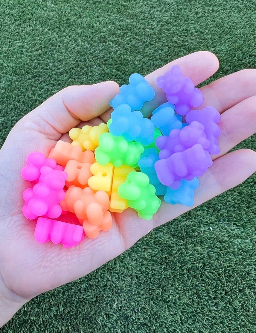 Neon Glow Gummy Bear Silicone Focal Bead Mix