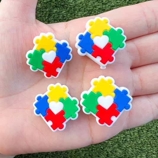 Puzzle Autism Awareness Silicone Focal Beads (pack of 2)