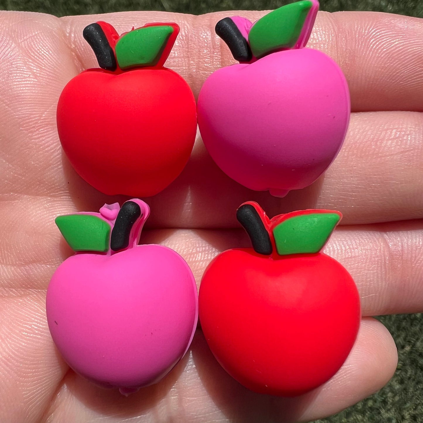 Apple Silicone Focal Bead (pack of 2)