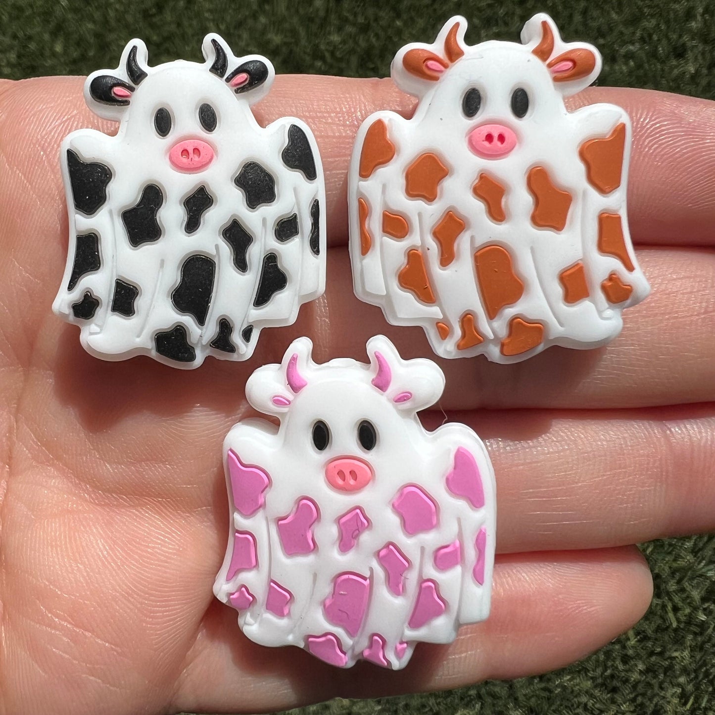 Halloween Ghost Cow Silicone Focal Beads (pack of 2)